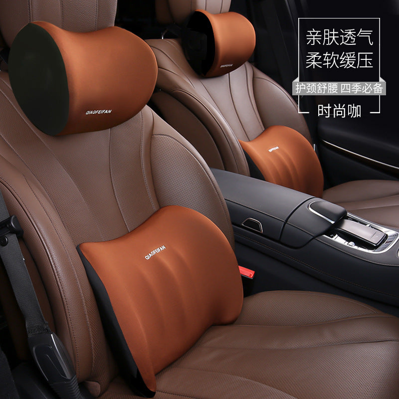 Car Headrest and Lumbar Support Cushion Set
