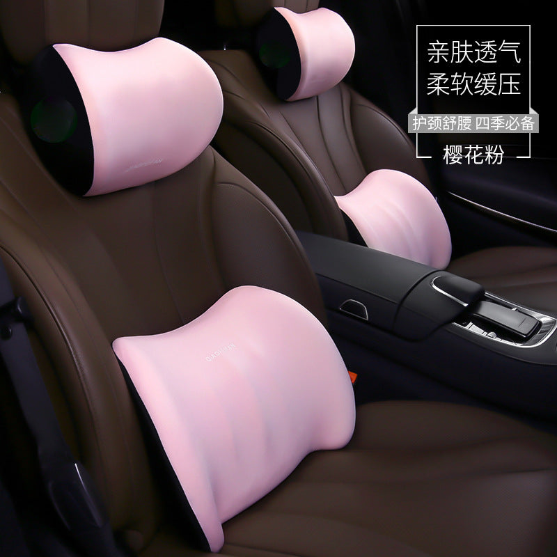 Car Headrest and Lumbar Support Cushion Set