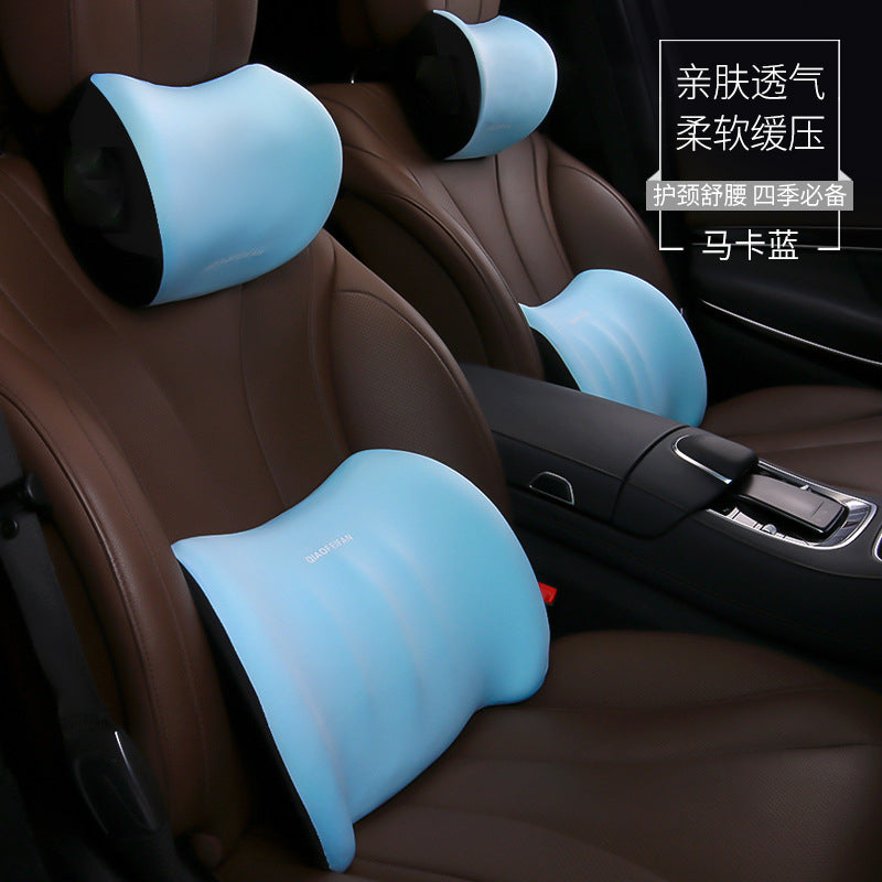 Car Headrest and Lumbar Support Cushion Set