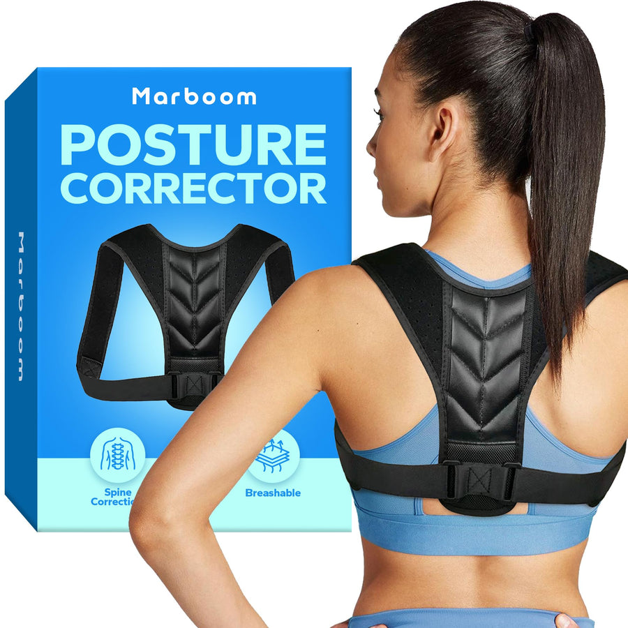 Marboom Back Straightener Posture Corrector For Men and Women Breathable Anti Hunchback Straightening Belt Fully adjustable for Posture Support Relief Shoulder Back Pain